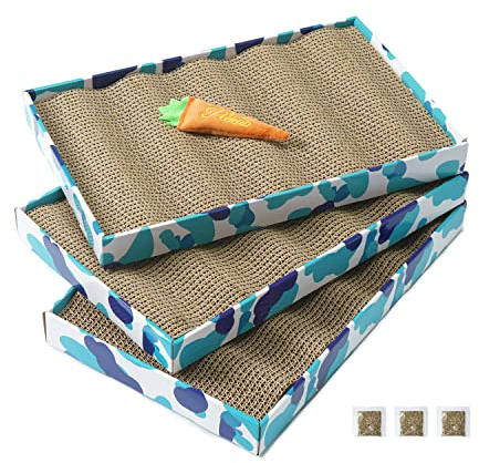 PEEKAB Cat Scratcher Cardboard Reversible Scratching Board Kitty Corrugated Scratching Pad Bed Catnip Included XXL 3PCS