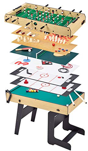 Kangui Table Multi Jeux Pliable 16 en 1 pour ado - Baby-Foot, ping Pong, Billard, Bowling, palets,...