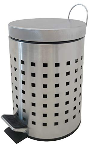 MSV Cubo de Basura para cosméticos, Color Plateado Mate, 3 litros, con Cubo Interior extraíble