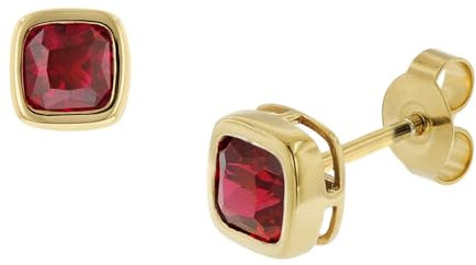 trendor Damen-Ohrringe Gold 333 / 8K Synthetischer Granat Ohrschmuck aus Echtgold, elegante Geschenkidee für Damen, edler Geburtsstein, 51684-07