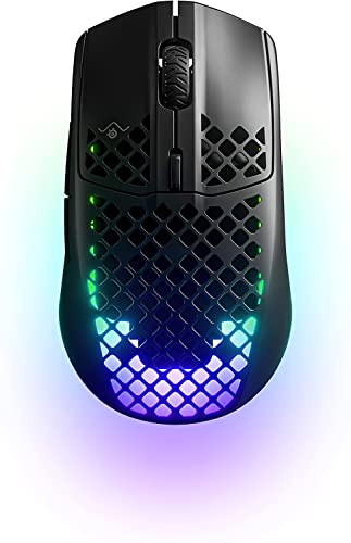 SteelSeries Aerox 3 Souris de Gaming Ergonomique Bluetooth, Radio Optique Onyx 6 Boutons 18000 dpi Ergonomique, éclairé