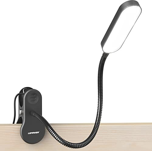 LEPOWER Kläm-på-lampa, 60 LED-lampor för läsning, lä med 5 dimbar ljusstyrka 5 ljuslägen, 3 timerinställningar, skrivbord med nattljusläge, ögonvårdande boklampa för sängbord, bord