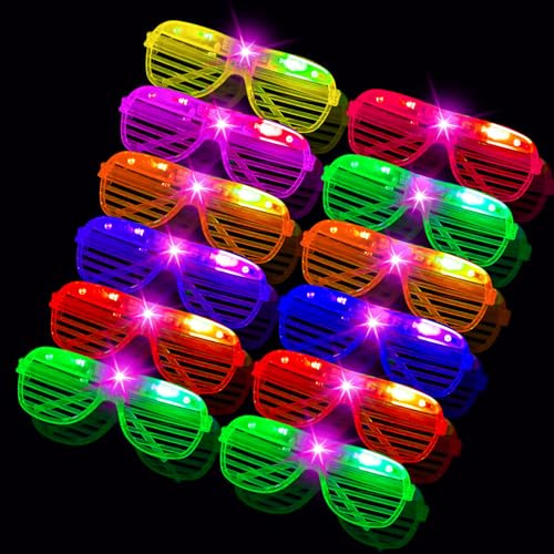 Indrnif Lot De 12 Paires De Lunettes Lumineuses Led Clignotantes Pour FêTe, FêTe D'Anniversaire, Edm, Carnaval (Couleur AléAtoire)