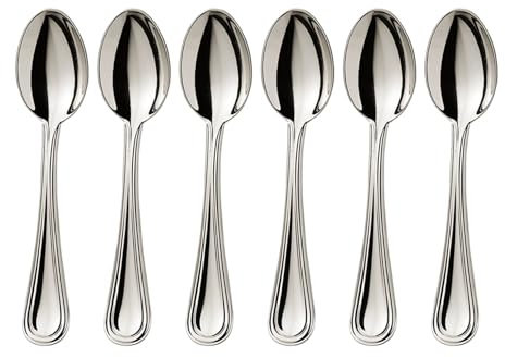 Boppon Cucchiai da minestra in Acciaio Inox con Bordo Arrotondato, Confezione da 6 Pezzi (Oxford 01)