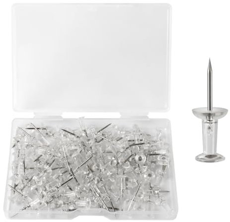 BOUMVID 100 Stück Transparente Reißzwecke, Pinnwandnadeln Reißnagel mit Plastikbox, Karte Nagel Pinnadeln Reißzwecken Pins, Durchsichtig Reißnägel Pins für DIY Bulletin Board Kork Boards Wandkarten