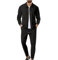 Veriliss Herren 2-Teilige Waffel Soft Hoodies Sweatsuit Sets Male Trainingsanzug-Sets Mit Durchgehendem Reißverschluss, Trendige Jacke Anzug Business Outfits(Schwarz,L)