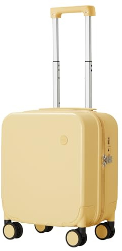 mixi 14 Inch Underseat Luggage Carry on Suitcase Free Boarding Personal Item Suitcases with Spinner Wheels Hardshell Lightweight PC for Short Travel, Lark Yellow