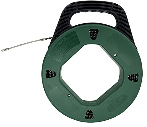 IRSCorp Aiguille Tire Fil 30m Flexible Spiralé Aiguille Tire Fil Avec Coque en Plastic électrique de Outil d'extraction de Câble Amélioré (Coque Vert, 30M PET Fil Noir)