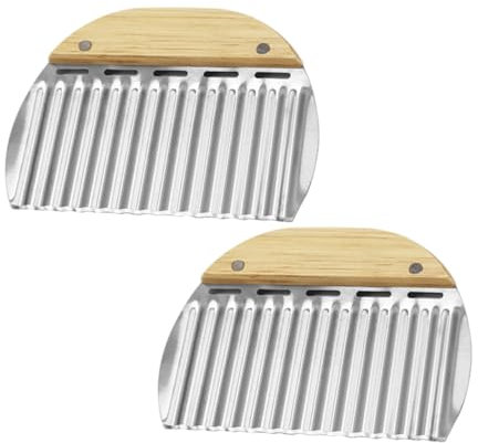 Cabilock 2 Piezas Cortadora De Patatas De Acero Inoxidable Falda Bombón Cortadora De Manzana y Selladora De Sándwiches Rallador De Queso Rotatorio Rebanador De Patatas De Madera