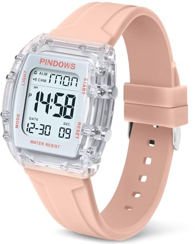 PINIDOUS Damen Uhren für Damen Teenager Uhr Outdoor Sport Digitaluhren für Frauen Studenten wasserdichte Uhren mit Wecker Stoppuhr Countdown Zweifach-Zeitmessung Funktion Licht (Orange)