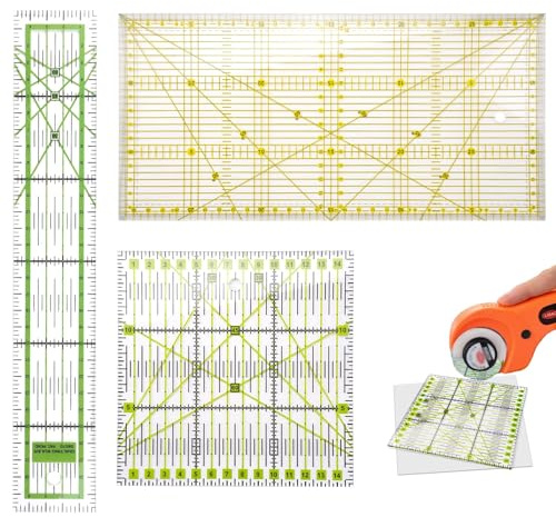 3 Pieces Acrylic Plastic Sewing Ruler, Quilting Ruler,Cutting Craft Rulers