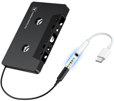 Kitgody Kassettenadapter für Autoradio mit Type-C zu 3,5-mm AUX Adapter, Kompatibel mit Google, Samsung, Xiaomi, Huawei und Allen Type-C Geräten