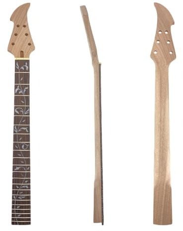 Conboxus Mahogany Replacement Electric Guitar Neck 22 Frets 25.5inch Rosewood Fingerboard White vine Inlays Bolt on heel