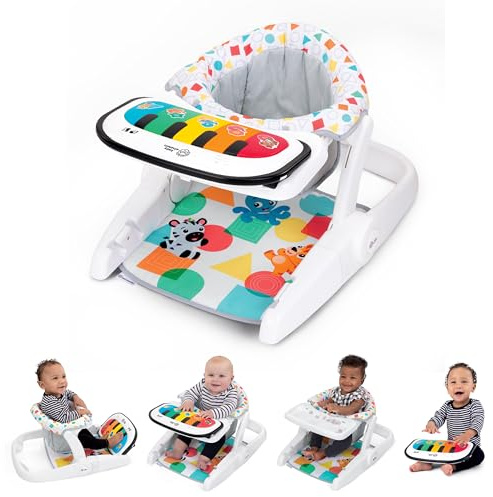 Baby Einstein, 4-in-1 Kickin' Tunes Learn-to-Sit Sitzerhöhung Stuhl Musik & Sprache Babysitz, mit abnehmbarem Tablett und Kick-Klavier, 2 Positionen, ab 4 Monaten