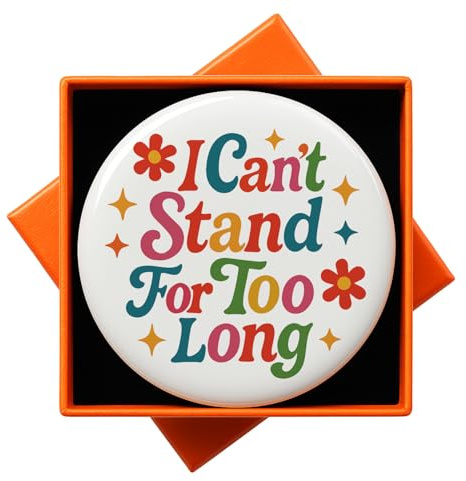 JNSVIEA Colorful I Can't Stand for Long Badge Pin, Hidden Disabilities Pin Button, Invisible Disability Pin, Inclusive Disability Badges, 2.3 Inch