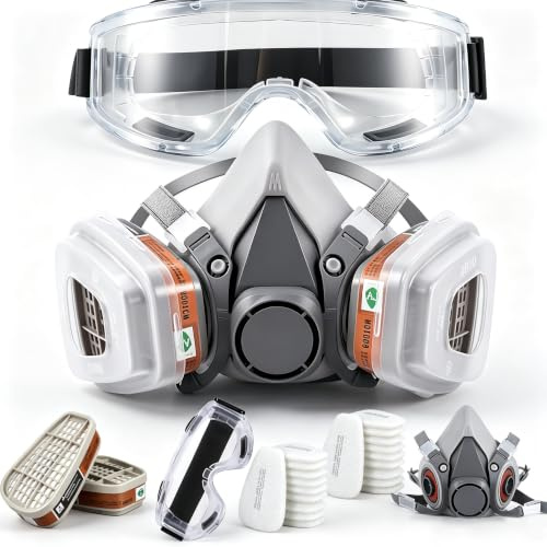 SGTBLV Máscara respiratoria media máscara facial con filtro 6001, máscaras contra el polvo, protección respiratoria, polvo fino, máscara de pintura para gases, vapores, resina epoxi, pintura en