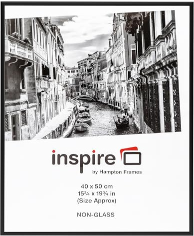 Marco de fotos de aluminio negro satinado, 40 x 50 cm, con 9 mm de borde y parte frontal sin cristal, PAAF4050BBLK