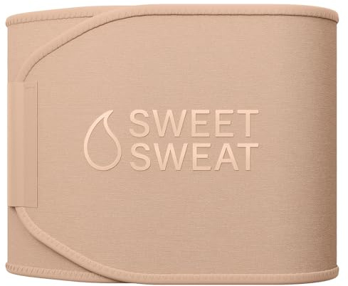 Sports Research Sweet Sweat Toned Waist Trimmer for Women and Men | Premium Waist Trainer Belt to 'Tone' your Stomach Area (Stone, Medium)