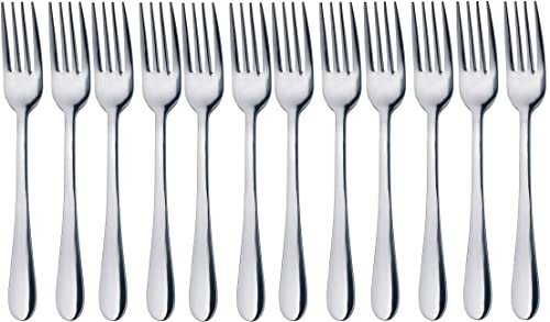 Maestro Craft Pack of 12 Stainless Steel Small Dessert Fork, Silverware for Cake Tea Fruit Salad, Tableware Kitchen Utensil Set for Restaurant Party Hotel, Dishwasher Safe 15 cm