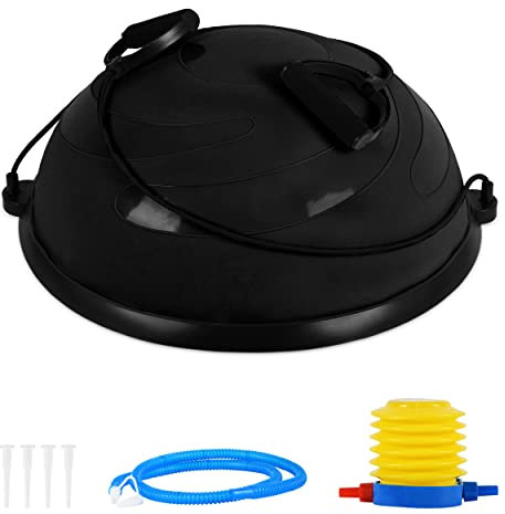 Balance Ball Trainer Premium | Gymnastikball + Expander & Pumpe - beidseitig nutzbar | Balance Trainer/Board für Gleichgewichtsübungen (Schwarz)