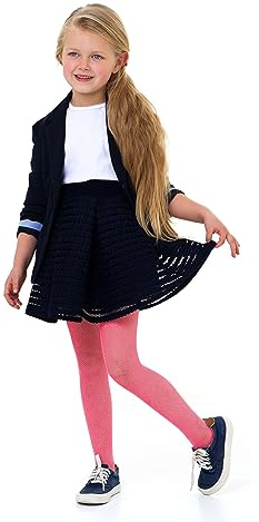 LORES Fille Résille Enfants Collants À La Mode Couleurs Unies Décontracté Confortable Ballet Cosplay Halloween Costume Danse Enfants Dentelle École Collants, Corallo 9/10 ans (134-140 cm)