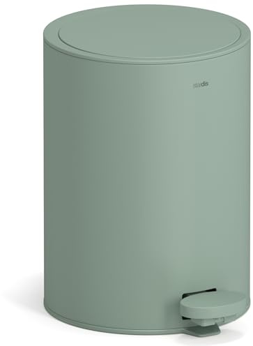 Stardis 3 Litre Stainless Steel Pedal Bin With Matt Soft Close Hinged Lid, Quiet Closing Inner Container, Bathroom Waste Basket in Green