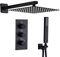 SaniteModar Unterputz Duscharmatur Set Schwarz mit Thermostat, Duschsystem Unterputz mit 30x30cm Regendusche, Duscharmatur Unterputz Komplettset mit Handbrause