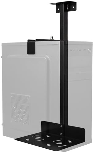 PC Halterung Unter Schreibtisch, Computer Aufhängung Halter für Untertisch, Vollständiges Stahlmaterial, bis zu 35 kg, Höhe Verstellbar 50-530 mm, Funktioniert mit den meisten Hosts (Schwarz)