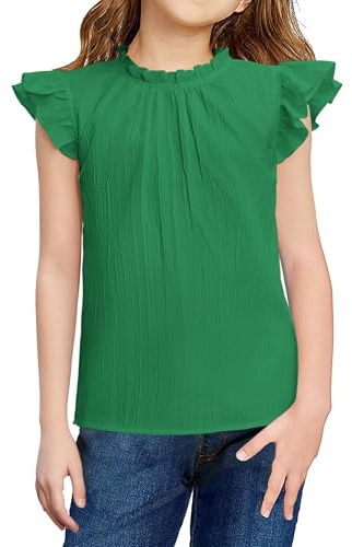 Arshiner Camiseta De Verano para Niñas Blusa con Volantes Las Mangas Y Cuello A Camisa Holgada Y Elegante para Niños Top Moda Informal 5-12 Años