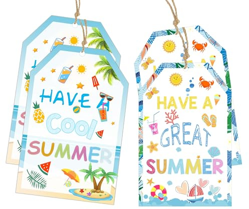 50Pcs Summer Appreciation Present Tags - Have A Great Summer Thank You Cards 2 Designs Sun Party Favor Decoration, Sunshine Hanging Tags for Birthday Party,School, Teachers, Friends, Family