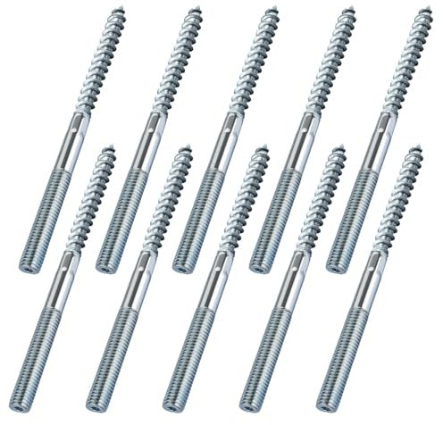 50 Stück M6 Torx Stockschrauben, M6x80mm Stockschraube Doppelseitige Dübelschrauben Aufhänger Schrauben Torx T15 Sternnuten Doppelgewindeschrauben für Holzgelenk Möbelbeine