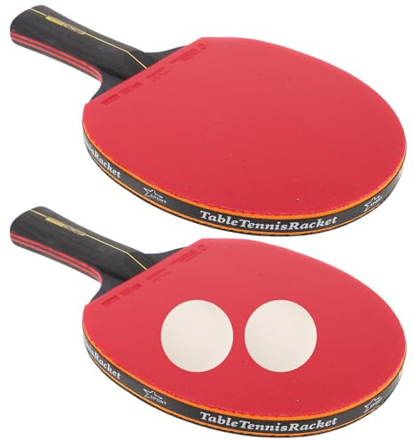 GRIRIW Set de Raquetas de Tenis de Mesa de Madera con Mango Largo y Corto 3 Balones Incluidas Pala Portátil para Entrenamiento Escolar y Familiar Interior y Exterior
