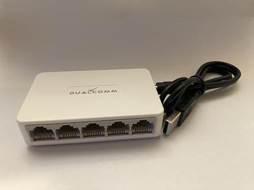 DualComm Mini 5-Port 10/100 Ethernet LAN Switch (USB Powered, Package May Vary)