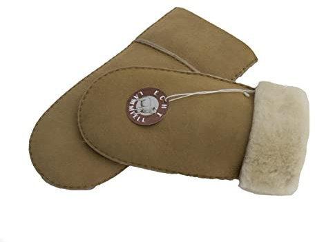 Reissner Lammfelle Manoplas guantes piel de cordero beige bayo castaño claro natural XL (Circunferencia de la mano 24cm)