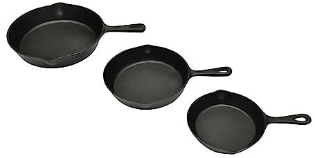 vidaXL Set de 3 Barbacoas Sartén de churrasco Hierro Fundido