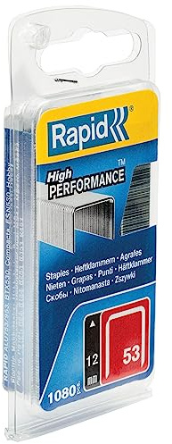 Rapid Paquete de 1080 Grapas N.53/12 para Tejido y Decoraciones en Acero Galvanizado, Estructura de Hilo Fino, Longitud de Pierna 12 mm