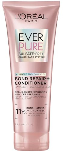 L'Oreal Paris Sulfate Free Bond Repair+ Conditioner, Hair Conditioner with Bond + Amino Acid Complex, Strengthens and Repairs Damaged or Color Treated Hair, EverPure, 6.8 Fl Oz (Packaging May Vary)