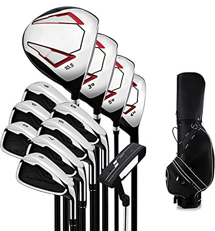 JYCCH Komplettes Golfschläger-Paket für Herren, komplettes Anfänger-Golfschläger-Set, Graphitschaft, Golf Herren, rechte Hand, 12er-Packung mit Cartbag