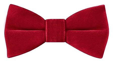HOULIFE Papillon in velluto per bambini, regolabile, pre-annodato, per ragazzo, ragazza, tinta unita, papillon a farfalla, per feste, balli, banchetti e matrimoni, Rosso, 10x5cm
