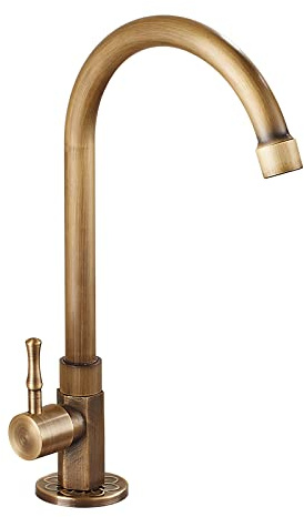 Rubinetti del bacino 1 Pz Rubinetto In Ottone Classico Solo Acqua Fredda Rubinetto Del Lavello Della Cucina Collo D'oca Singola Leva Rubinetto Esterno