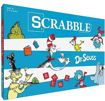 USAopoly Scrabble Dr. Seuss Board Game | Official Scrabble Game with a Rhyming Twist | 2-4 Players | Ages 8+