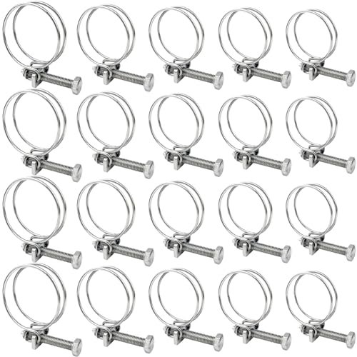Andewx, 20 fascette stringitubo a doppio filo, 16 – 40 mm, fascette stringitubo in acciaio inox 304, per la casa e l'industria