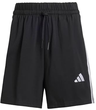 adidas Women's Essentials 3-Stripes Cotton Shorts, Black/White, S