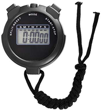 Digitale Stoppuhr, Wasserdicht, Professionell, Leicht, Tragbar, Elektronische Stoppuhr, Digitale Timer-Stoppuhr mit Trageband (Schwarz)