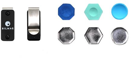 BILMAG Billard Zubehör Kreide Halter Kreidehalter Magnet Clip + Metallcup (Kreis)