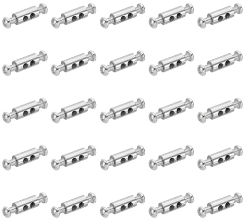 PATIKIL 7x14mm Wire Rope Clips, 25 Pcs Metal Cable Clamps 3.2mm Double Holes Wire Lock Rope Fittings Clip with M4x0.7mm Screws for Cable