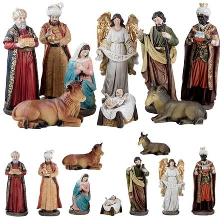 Inmaculada Romero IR Misterio Nacimiento Navidad 9 Piezas 25 cm. Belén clásico Resina Figura Sagrada Familia Reyes Magos