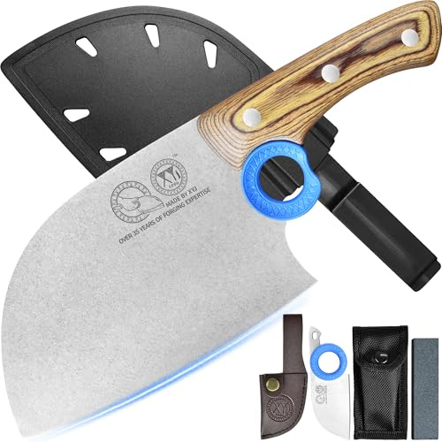 XYJ Autentico dal 1986, coltello da macellaio serbo con fodero, coltello da chef con verdure, manico in legno con fodero, per il campeggio all'aperto