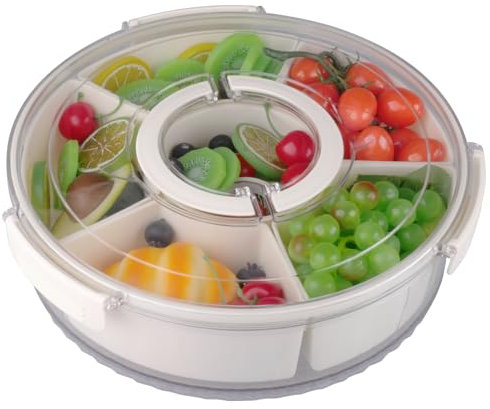 imposyu Boîte à Goûter avec Compartiments 32cm Snack Box avec 6 Compartiments Bol à Collation avec Couvercle Pour Collations, Noix, Fruits