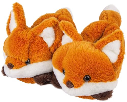 Women's Slippers Cute Wild Animal Fuzzy Plush Funny Slippers Novelty Fox Cozy Soft Winter Warm House Shoes for Indoor/Outdoor